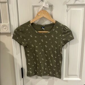 Old Navy Green Fitted Short Sleeve T-Shirt